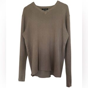 Men’s Britches Brown V Neck Sweater 100% Cotton Size XL